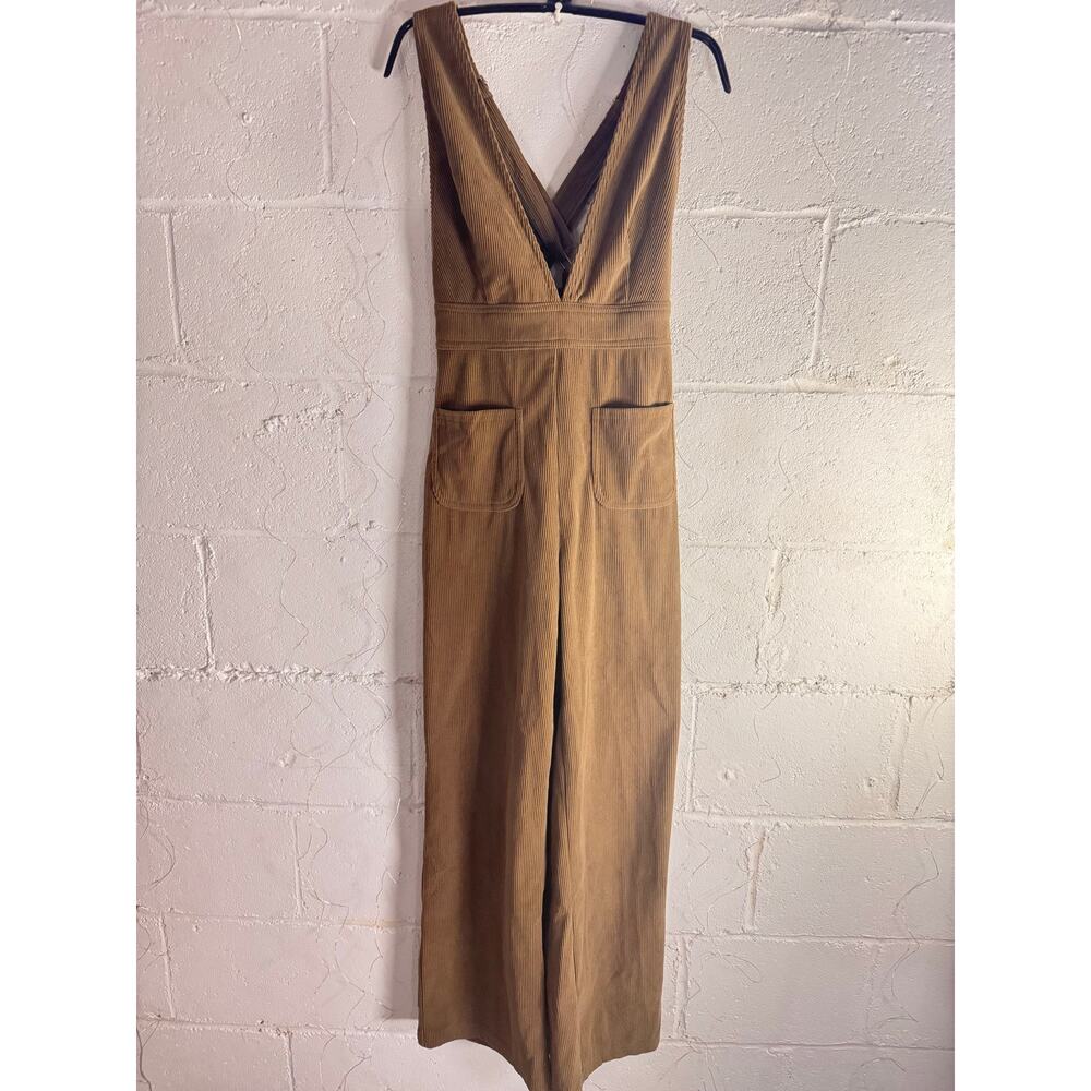 Sincerely Jules Corduroy Wide Leg Overall Jumpsuit Olive Brown Women’s M - Picture 2 of 12